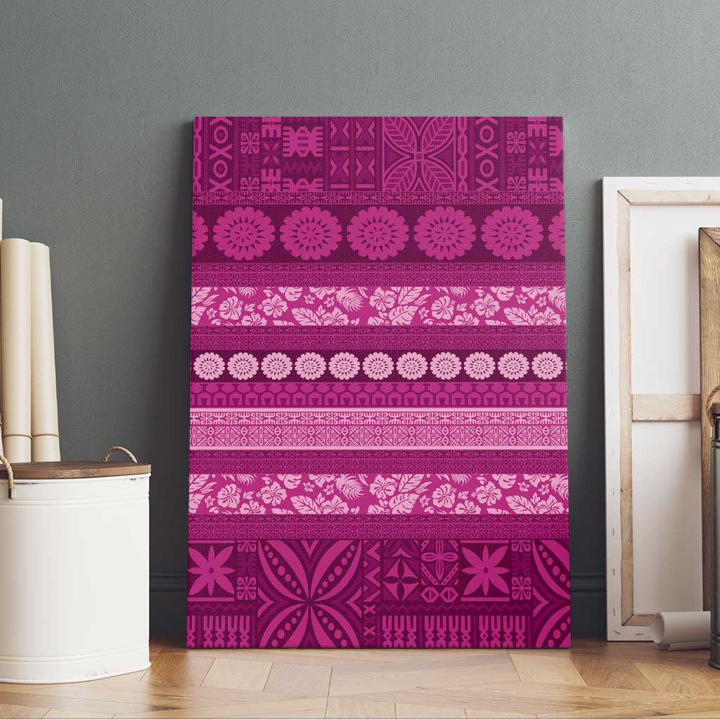 Fiji Marau na Kerisimasi Canvas Wall Art Pink Tapa Masi Inspired Christmas - Polynesian Pride