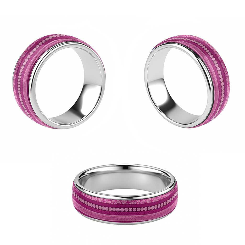 Fiji Marau na Kerisimasi Classic Ring Pink Tapa Masi Inspired Christmas - Polynesian Pride