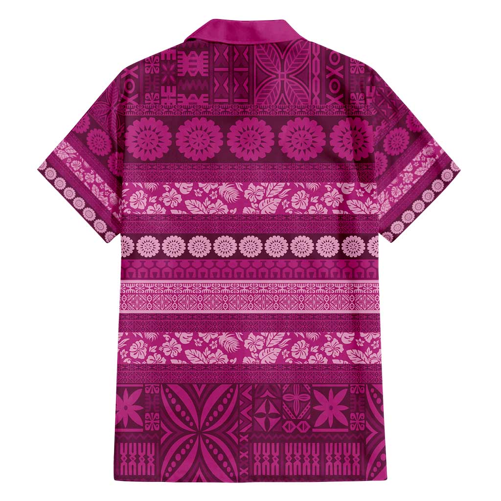 Fiji Marau na Kerisimasi Family Matching Long Sleeve Bodycon Dress and Hawaiian Shirt Pink Tapa Masi Inspired Christmas - Polynesian Pride