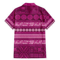 Fiji Marau na Kerisimasi Family Matching Mermaid Dress and Hawaiian Shirt Pink Tapa Masi Inspired Christmas - Polynesian Pride