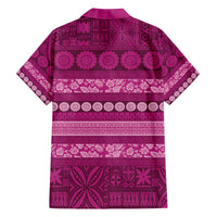 Fiji Marau na Kerisimasi Family Matching Off The Shoulder Long Sleeve Dress and Hawaiian Shirt Pink Tapa Masi Inspired Christmas - Polynesian Pride