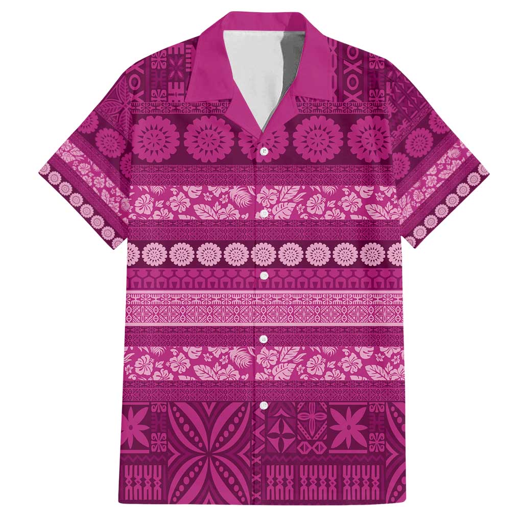 Fiji Marau na Kerisimasi Family Matching Puletasi and Hawaiian Shirt Pink Tapa Masi Inspired Christmas - Polynesian Pride