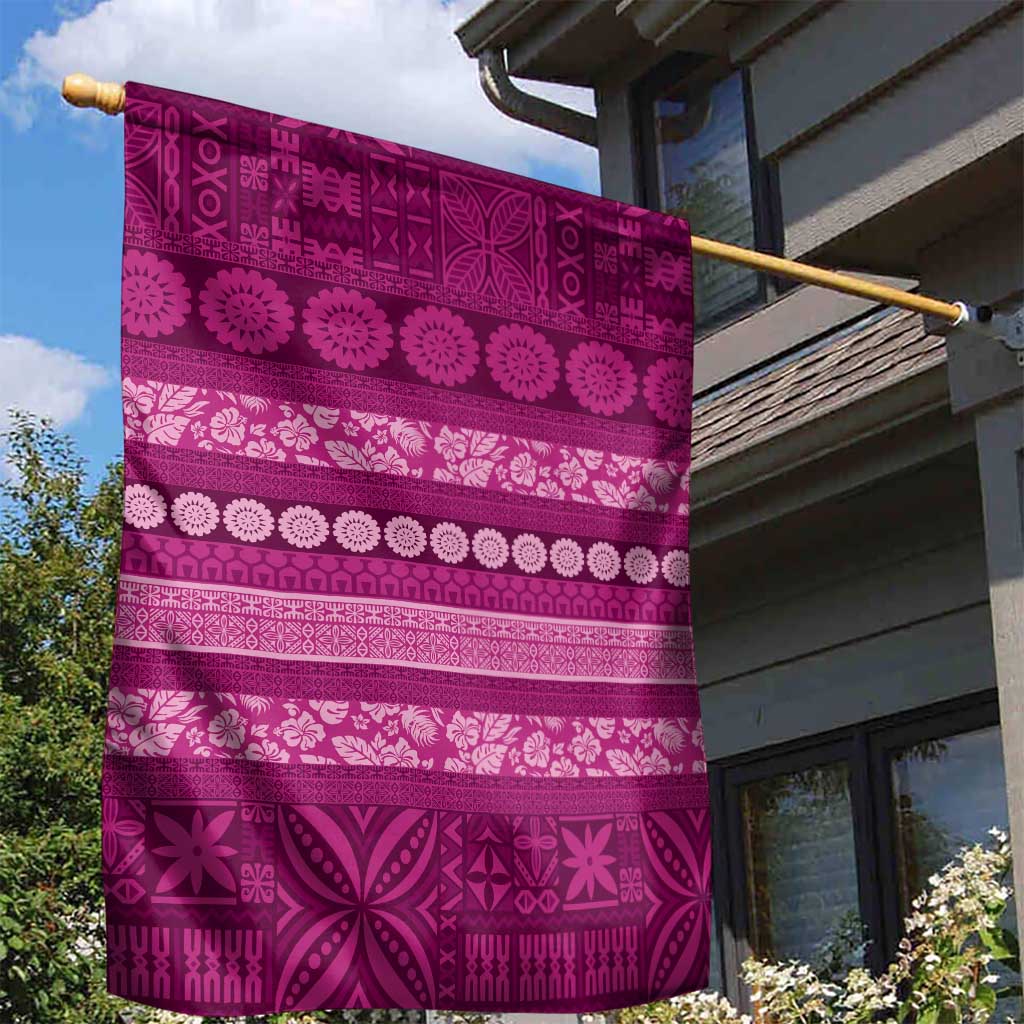 Fiji Marau na Kerisimasi Garden Flag Pink Tapa Masi Inspired Christmas - Polynesian Pride