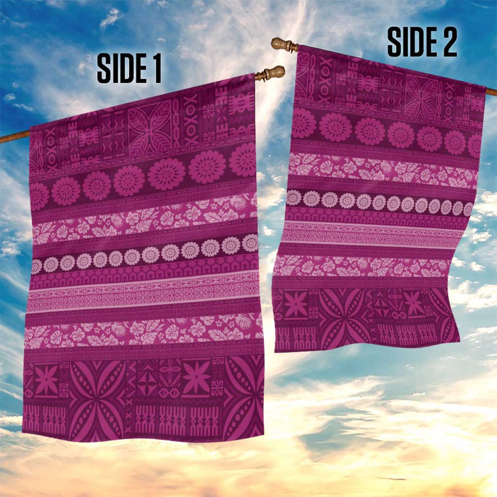Fiji Marau na Kerisimasi Garden Flag Pink Tapa Masi Inspired Christmas - Polynesian Pride