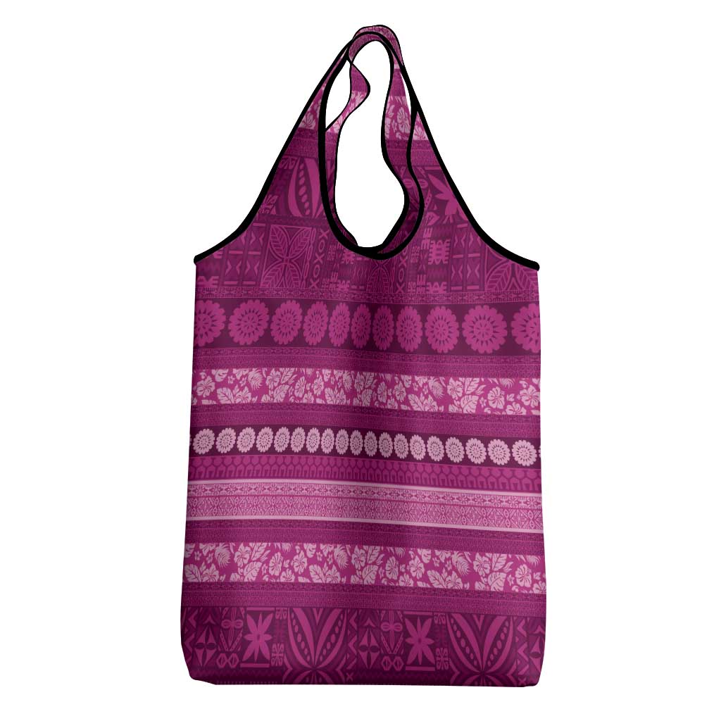 Fiji Marau na Kerisimasi Grocery Bag Pink Tapa Masi Inspired Christmas - Polynesian Pride