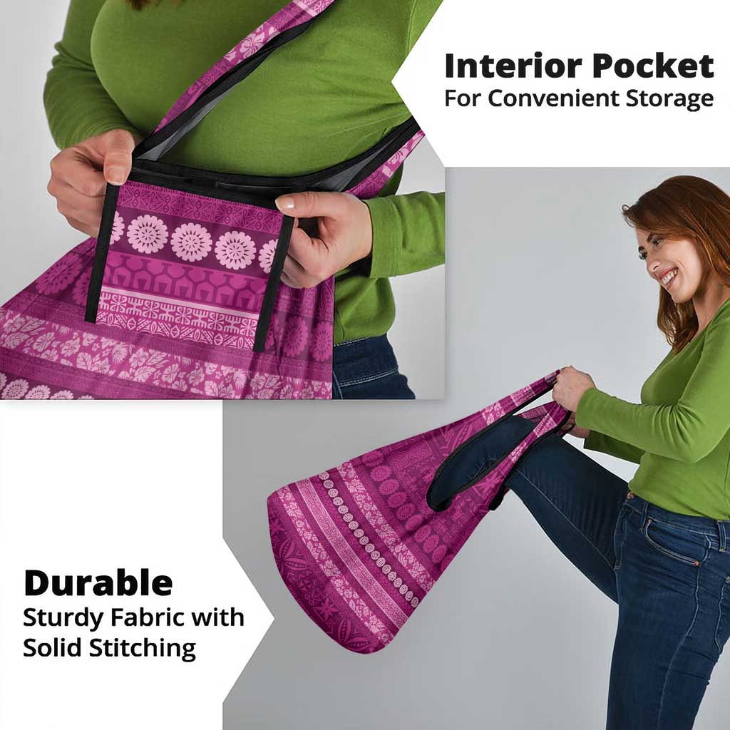 Fiji Marau na Kerisimasi Grocery Bag Pink Tapa Masi Inspired Christmas - Polynesian Pride