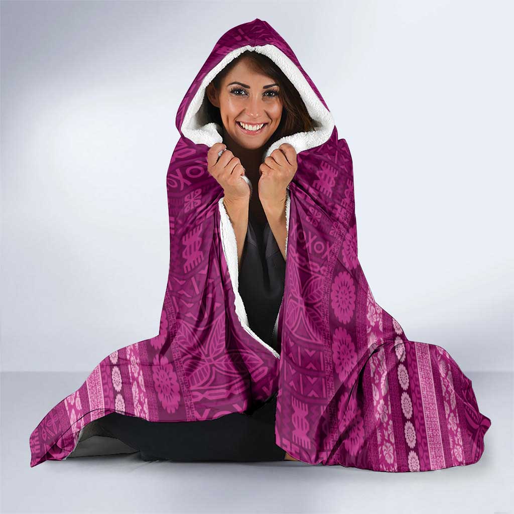 Fiji Marau na Kerisimasi Hooded Blanket Pink Tapa Masi Inspired Christmas - Polynesian Pride