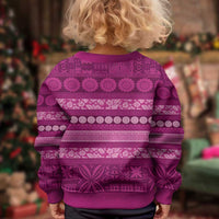 Fiji Marau na Kerisimasi Kid Ugly Christmas Sweater Pink Tapa Masi Inspired Christmas - Polynesian Pride