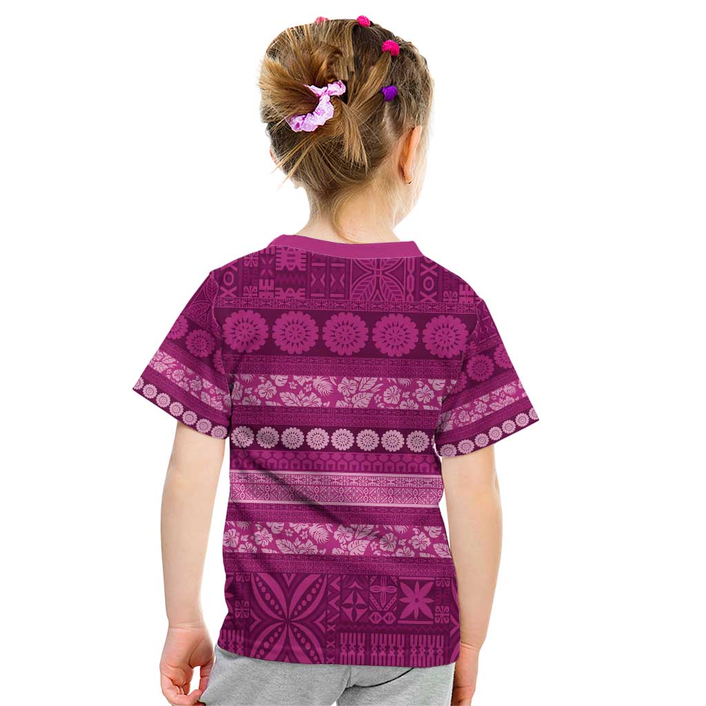 Fiji Marau na Kerisimasi Kid T Shirt Pink Tapa Masi Inspired Christmas - Polynesian Pride
