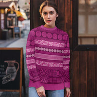 Fiji Marau na Kerisimasi Ugly Christmas Sweater Pink Tapa Masi Inspired Christmas - Polynesian Pride