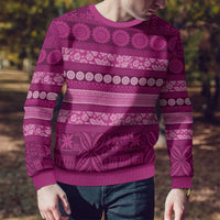 Fiji Marau na Kerisimasi Ugly Christmas Sweater Pink Tapa Masi Inspired Christmas - Polynesian Pride