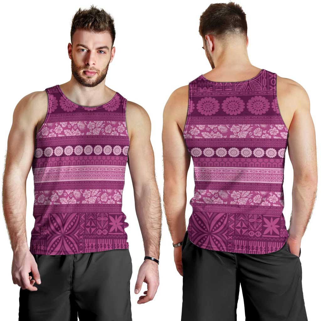 Fiji Marau na Kerisimasi Men Tank Top Pink Tapa Masi Inspired Christmas - Polynesian Pride