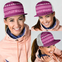 Fiji Marau na Kerisimasi Mesh Trucker Cap Pink Tapa Masi Inspired Christmas - Polynesian Pride