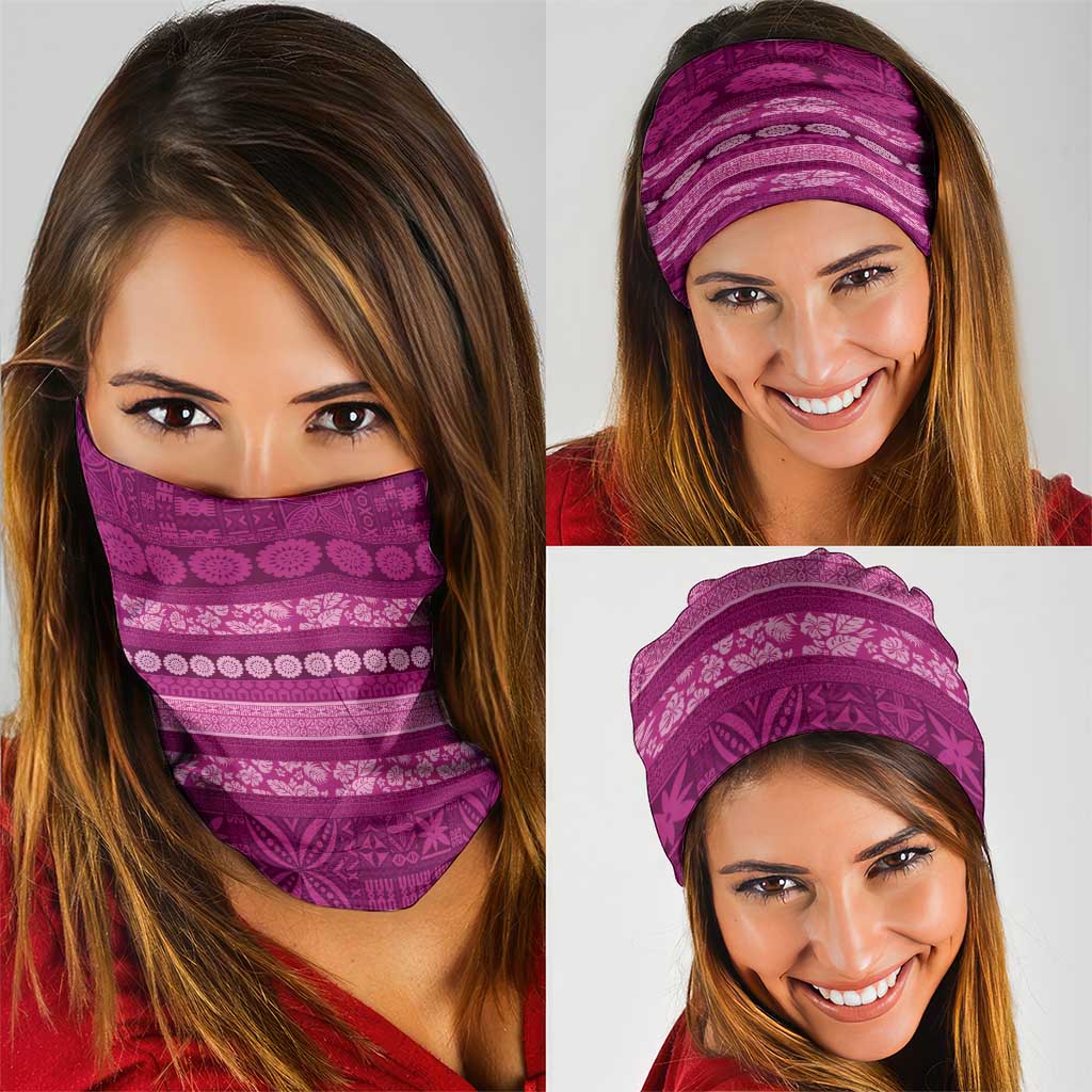 Fiji Marau na Kerisimasi Neck Gaiter Pink Tapa Masi Inspired Christmas - Polynesian Pride