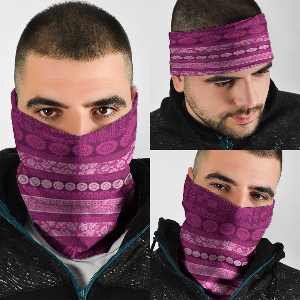 Fiji Marau na Kerisimasi Neck Gaiter Pink Tapa Masi Inspired Christmas - Polynesian Pride