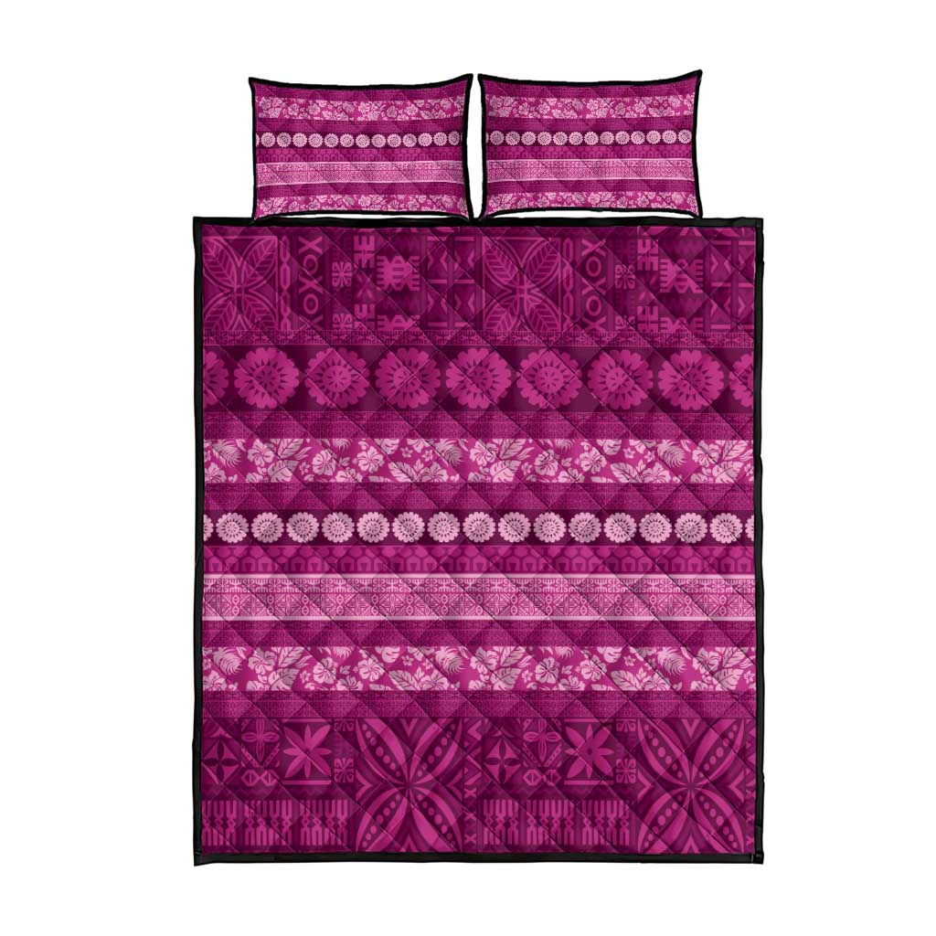 Fiji Marau na Kerisimasi Quilt Bed Set Pink Tapa Masi Inspired Christmas - Polynesian Pride