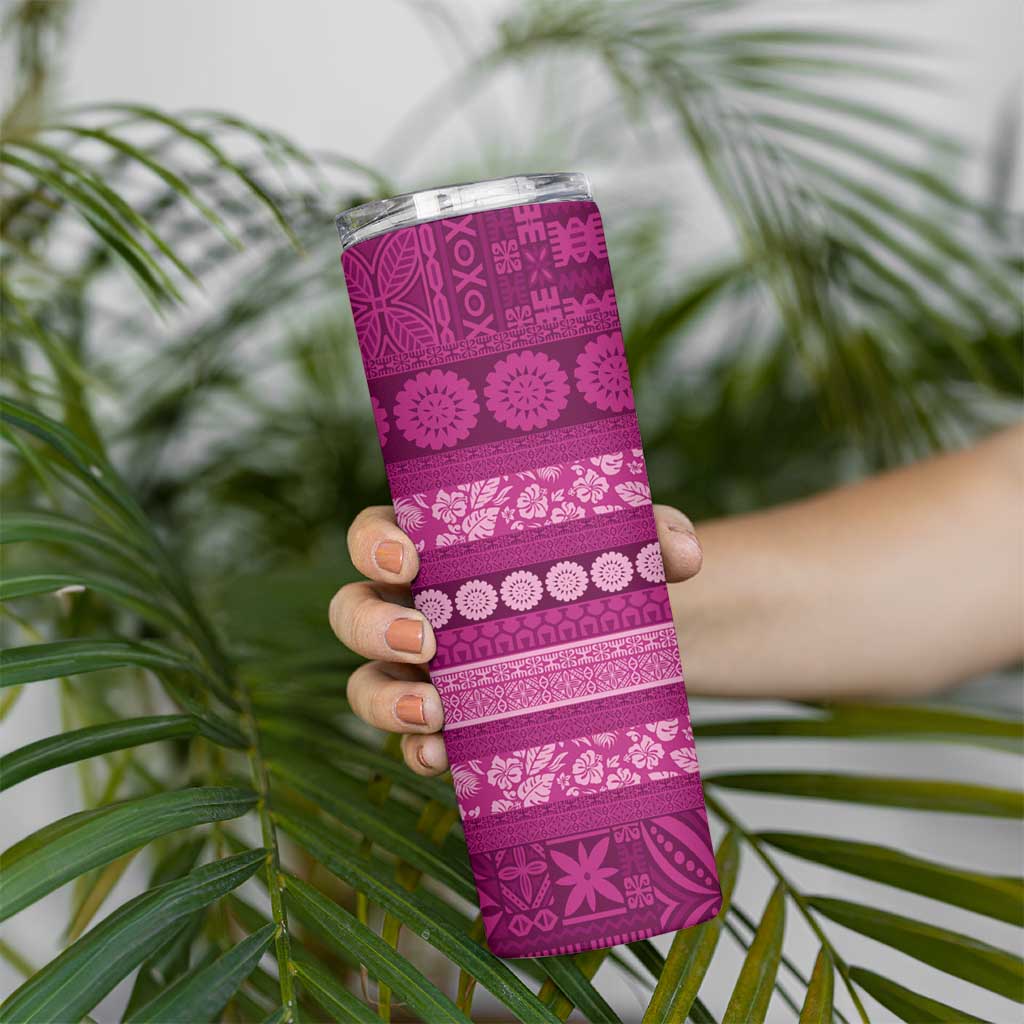 Fiji Marau na Kerisimasi Skinny Tumbler Pink Tapa Masi Inspired Christmas - Polynesian Pride