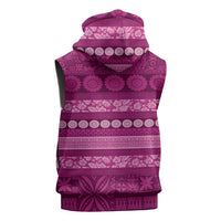 Fiji Marau na Kerisimasi Sleeveless Hoodie Pink Tapa Masi Inspired Christmas - Polynesian Pride