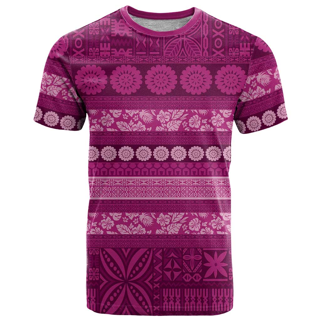 Fiji Marau na Kerisimasi T Shirt Pink Tapa Masi Inspired Christmas - Polynesian Pride
