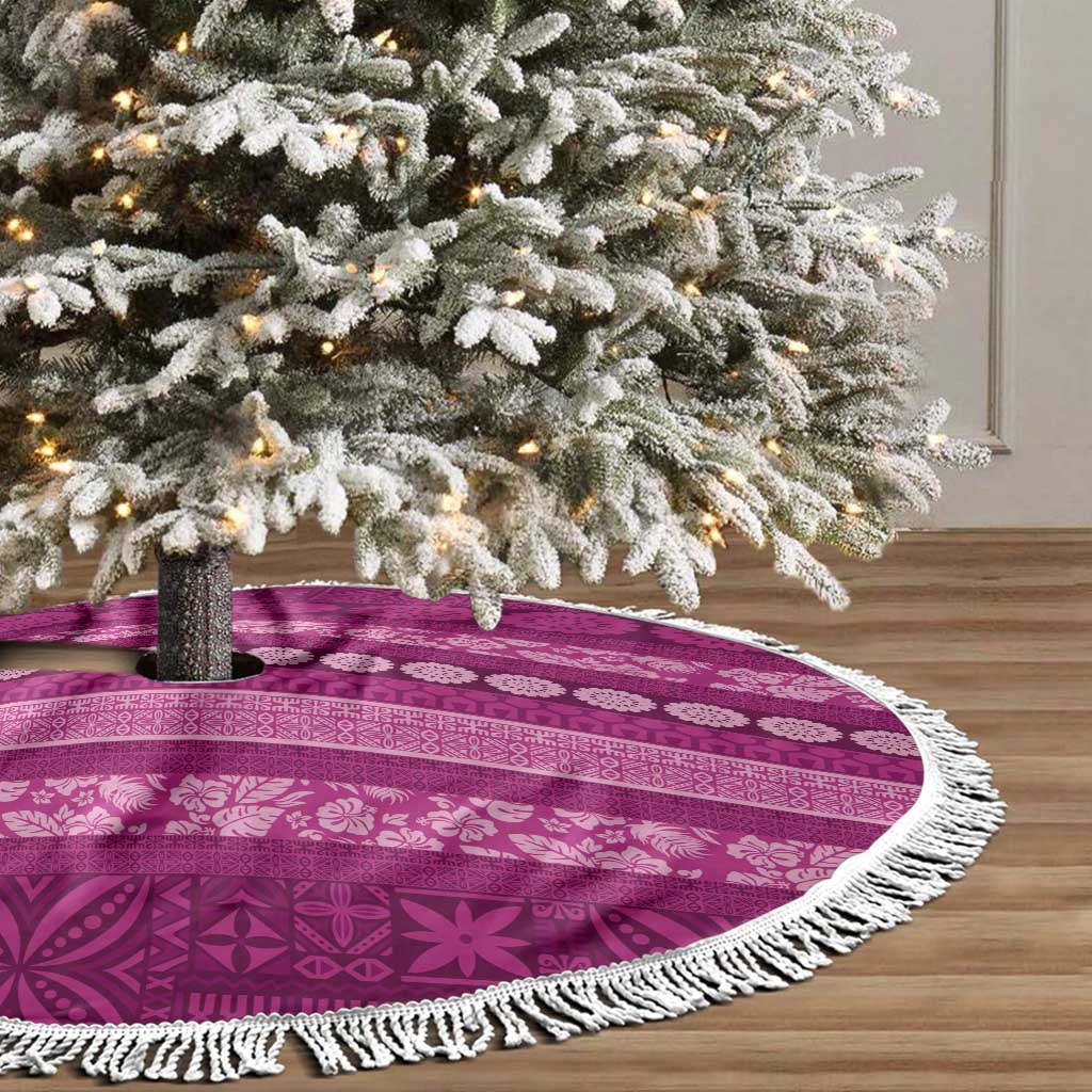 Fiji Marau na Kerisimasi Tree Skirt Pink Tapa Masi Inspired Christmas - Polynesian Pride