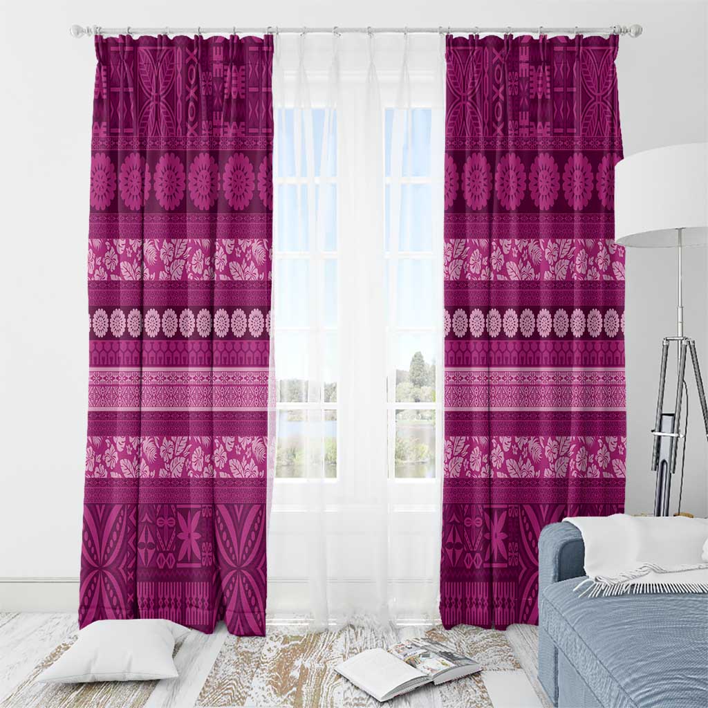 Fiji Marau na Kerisimasi Window Curtain Pink Tapa Masi Inspired Christmas - Polynesian Pride