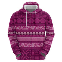 Fiji Marau na Kerisimasi Zip Hoodie Pink Tapa Masi Inspired Christmas - Polynesian Pride