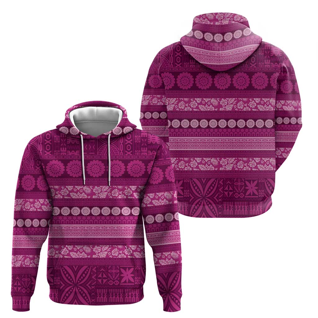 Fiji Marau na Kerisimasi Zip Hoodie Pink Tapa Masi Inspired Christmas - Polynesian Pride