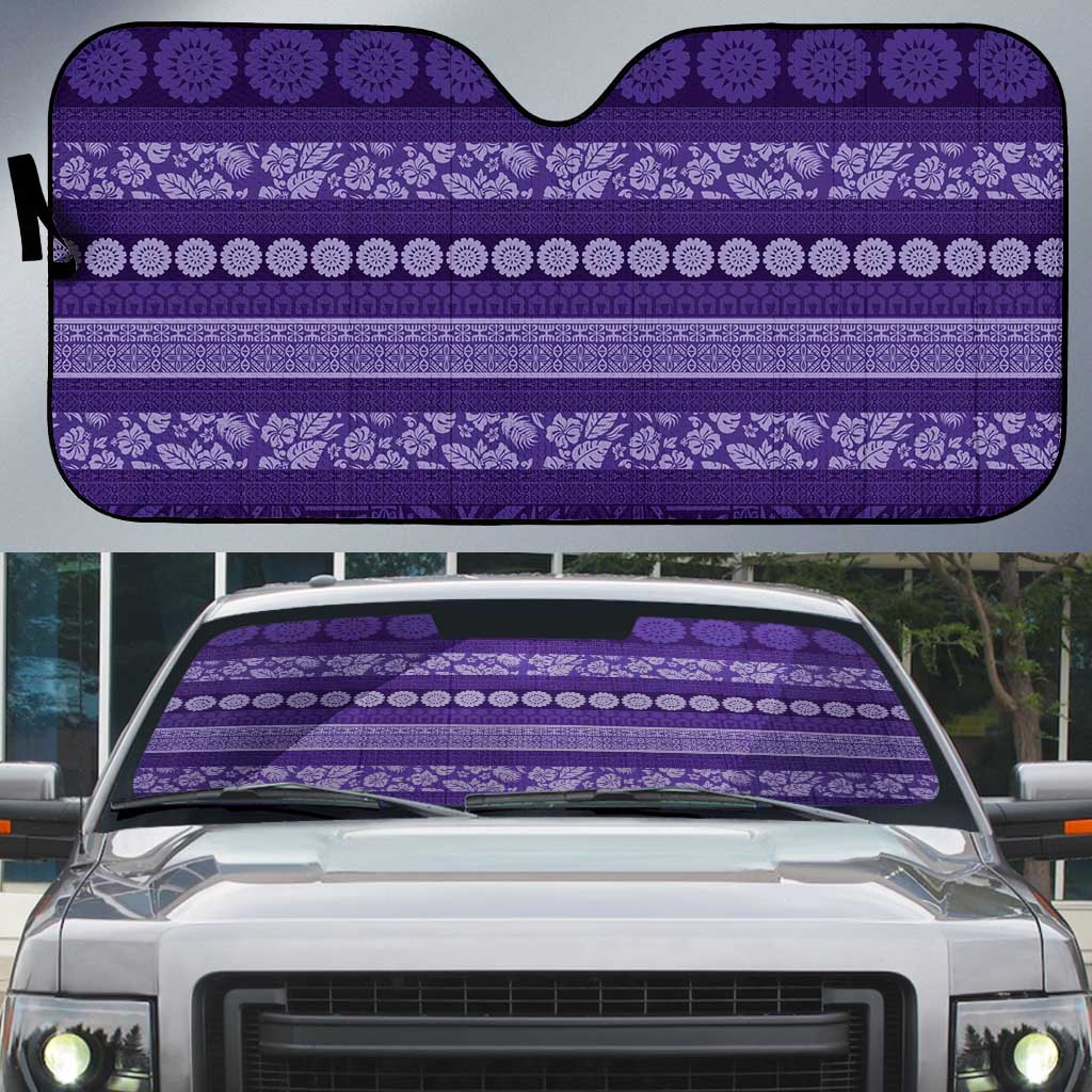 Fiji Marau na Kerisimasi Auto Sun Shade Purple Tapa Masi Inspired Christmas - Polynesian Pride