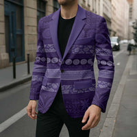 Fiji Marau na Kerisimasi Blazer Purple Tapa Masi Inspired Christmas - Polynesian Pride