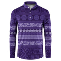 Fiji Marau na Kerisimasi Button Sweatshirt Purple Tapa Masi Inspired Christmas - Polynesian Pride