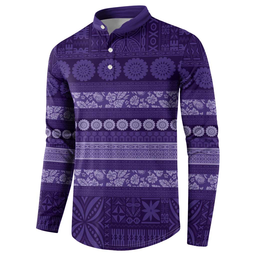 Fiji Marau na Kerisimasi Button Sweatshirt Purple Tapa Masi Inspired Christmas - Polynesian Pride