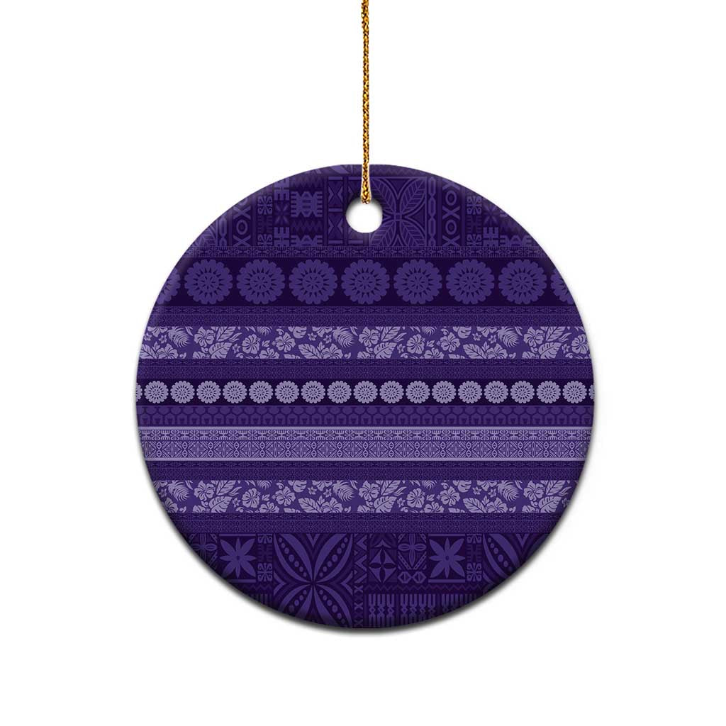 Fiji Marau na Kerisimasi Ceramic Ornament Purple Tapa Masi Inspired Christmas - Polynesian Pride