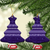 Fiji Marau na Kerisimasi Ceramic Ornament Purple Tapa Masi Inspired Christmas - Polynesian Pride