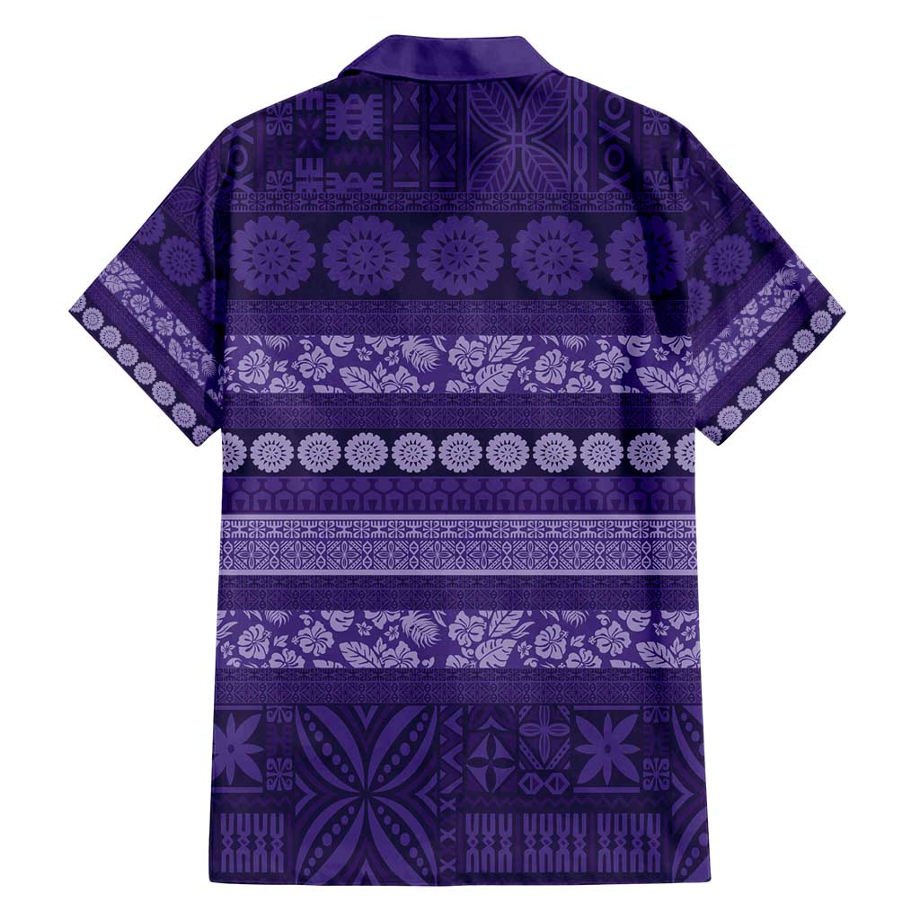 Fiji Marau na Kerisimasi Family Matching Long Sleeve Bodycon Dress and Hawaiian Shirt Purple Tapa Masi Inspired Christmas - Polynesian Pride