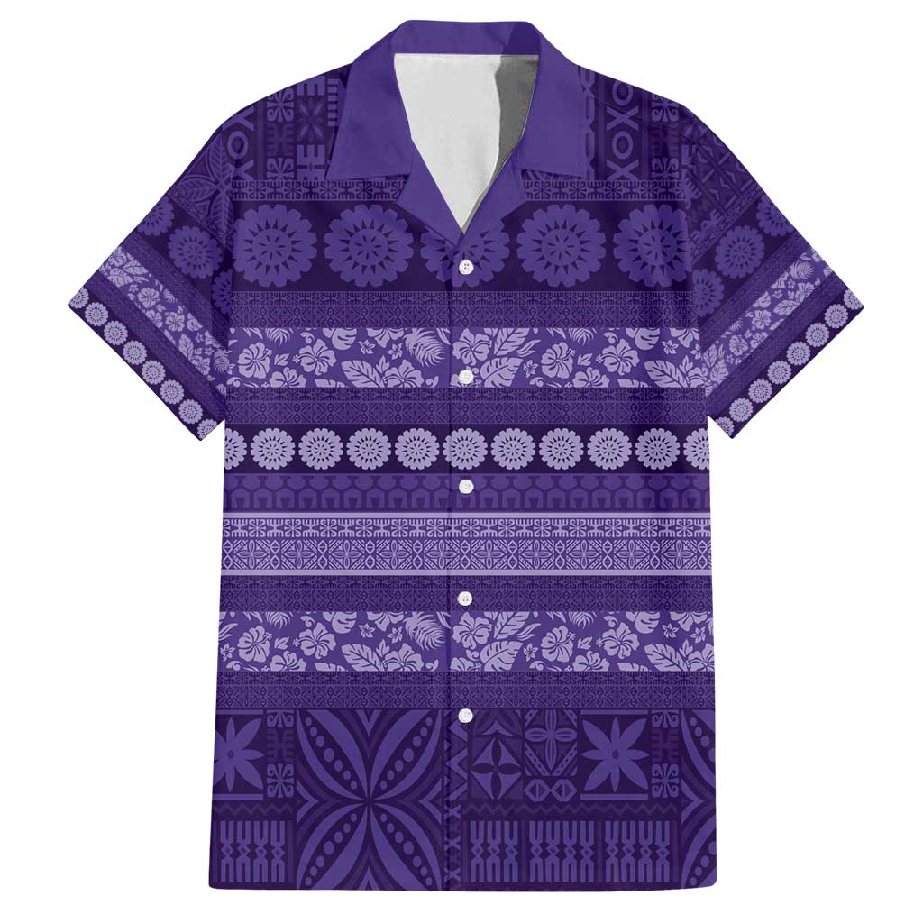Fiji Marau na Kerisimasi Family Matching Summer Maxi Dress and Hawaiian Shirt Purple Tapa Masi Inspired Christmas - Polynesian Pride