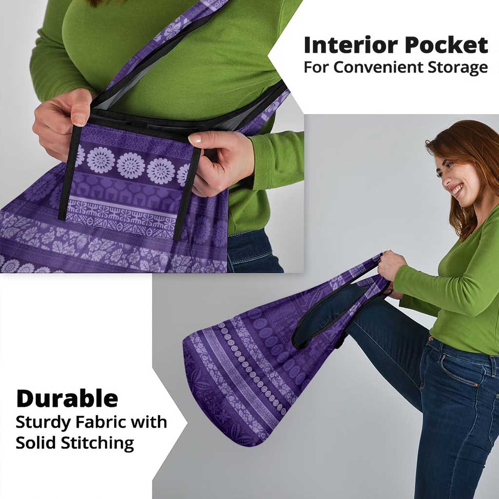 Fiji Marau na Kerisimasi Grocery Bag Purple Tapa Masi Inspired Christmas - Polynesian Pride