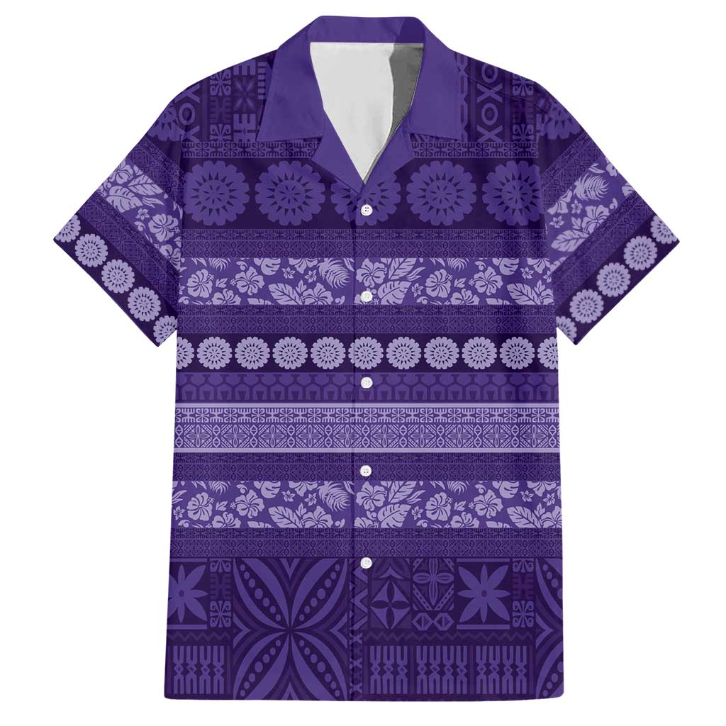 Fiji Marau na Kerisimasi Hawaiian Shirt Purple Tapa Masi Inspired Christmas LT9 Purple - Polynesian Pride