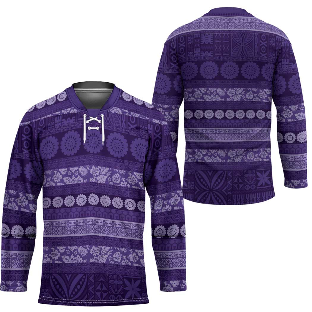 Fiji Marau na Kerisimasi Hockey Jersey Purple Tapa Masi Inspired Christmas - Polynesian Pride