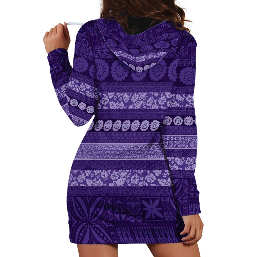 Fiji Marau na Kerisimasi Hoodie Dress Purple Tapa Masi Inspired Christmas - Polynesian Pride