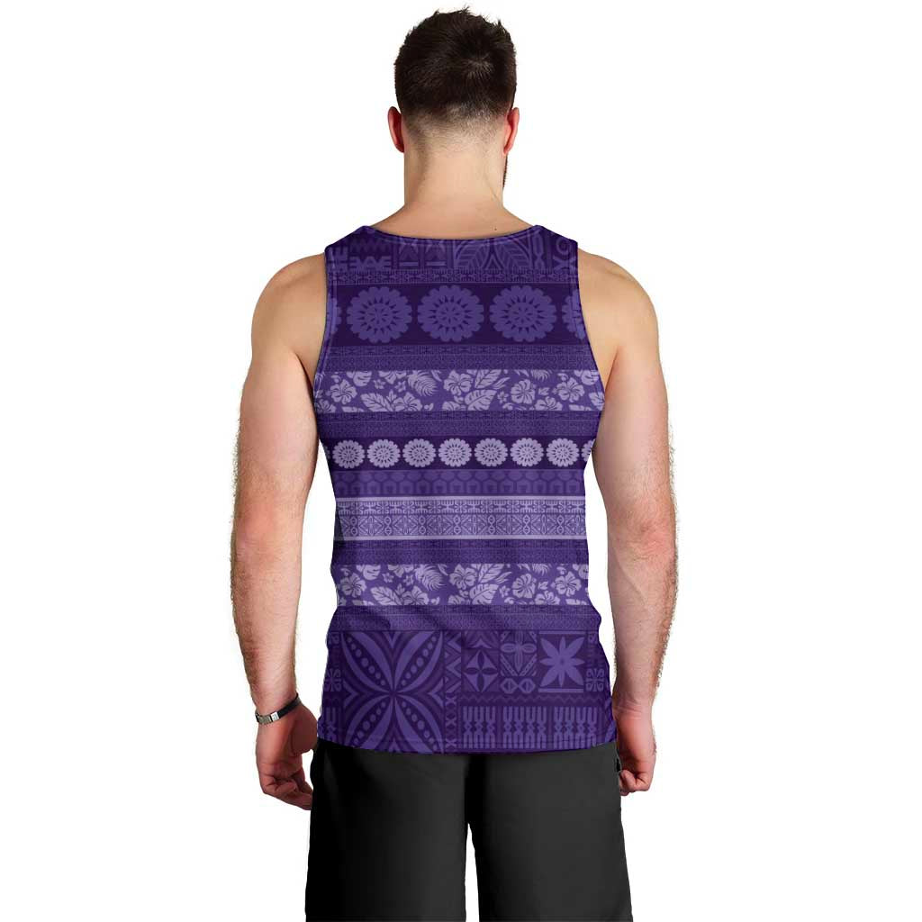 Fiji Marau na Kerisimasi Men Tank Top Purple Tapa Masi Inspired Christmas - Polynesian Pride