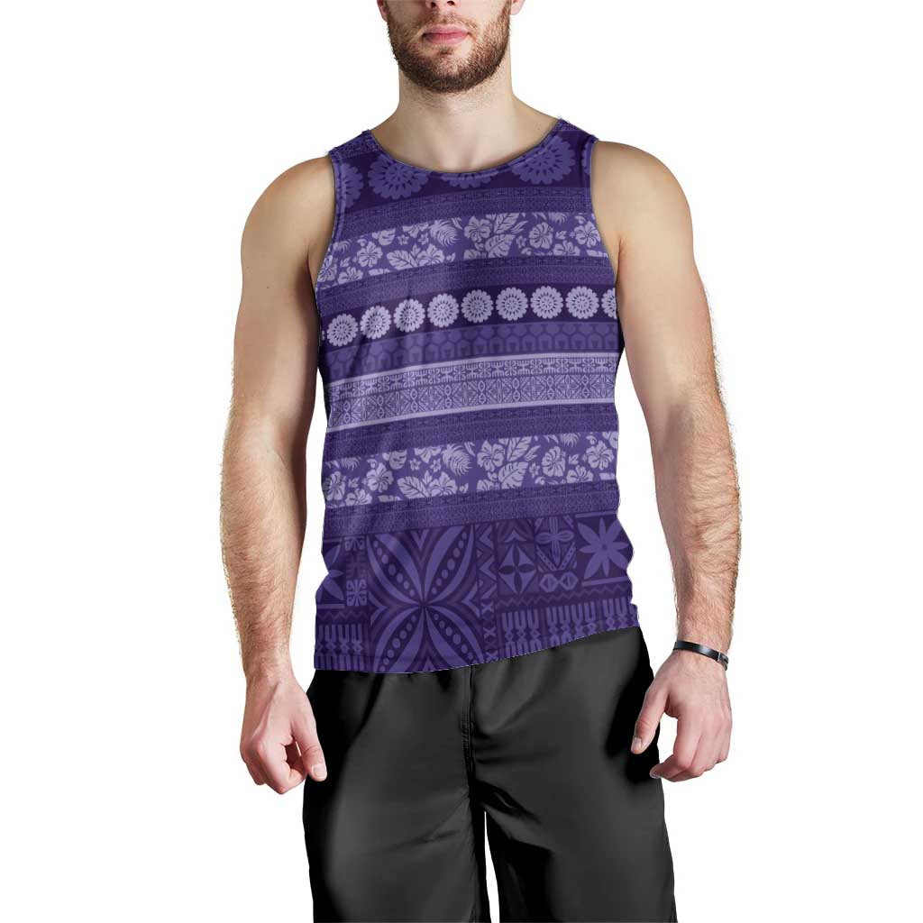 Fiji Marau na Kerisimasi Men Tank Top Purple Tapa Masi Inspired Christmas - Polynesian Pride