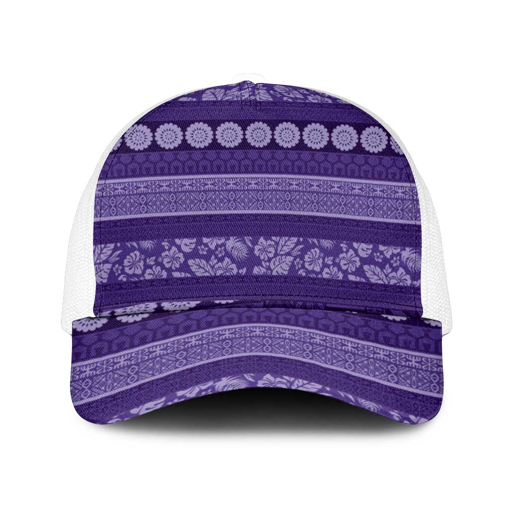 Fiji Marau na Kerisimasi Mesh Trucker Cap Purple Tapa Masi Inspired Christmas - Polynesian Pride