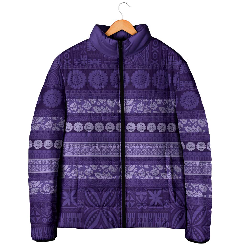 Fiji Marau na Kerisimasi Padded Jacket Purple Tapa Masi Inspired Christmas - Polynesian Pride