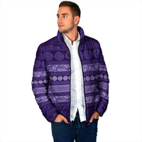 Fiji Marau na Kerisimasi Padded Jacket Purple Tapa Masi Inspired Christmas - Polynesian Pride