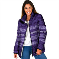 Fiji Marau na Kerisimasi Padded Jacket Purple Tapa Masi Inspired Christmas - Polynesian Pride