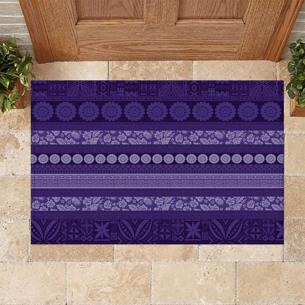 Fiji Marau na Kerisimasi Rubber Doormat Purple Tapa Masi Inspired Christmas - Polynesian Pride