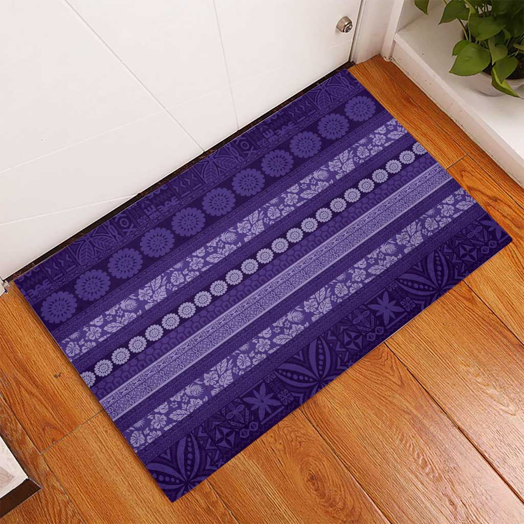 Fiji Marau na Kerisimasi Rubber Doormat Purple Tapa Masi Inspired Christmas - Polynesian Pride