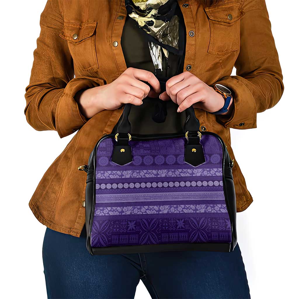 Fiji Marau na Kerisimasi Shoulder Handbag Purple Tapa Masi Inspired Christmas - Polynesian Pride