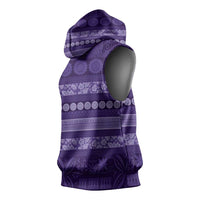 Fiji Marau na Kerisimasi Sleeveless Hoodie Purple Tapa Masi Inspired Christmas - Polynesian Pride