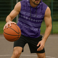 Fiji Marau na Kerisimasi Sleeveless Hoodie Purple Tapa Masi Inspired Christmas - Polynesian Pride